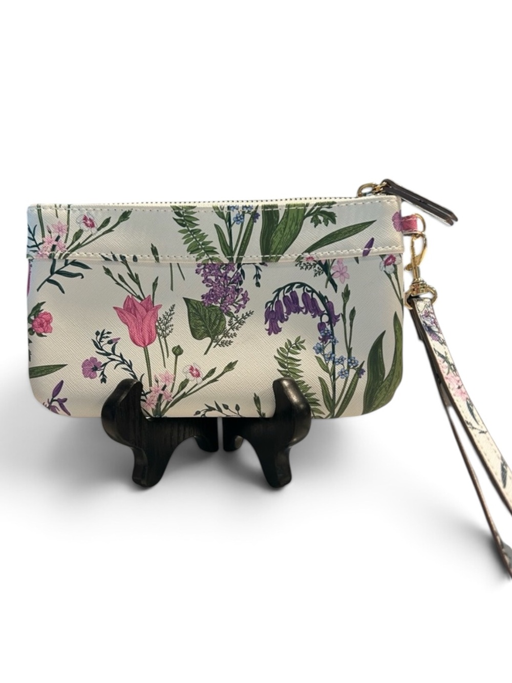 NWOT Nanette Lepore Floral Garden Print Wristlet Gold Hardware Beautiful